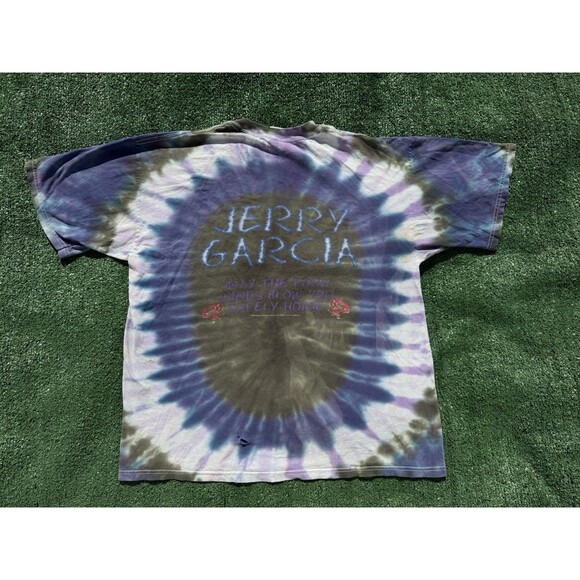 Vintage 1995 Jerry Garcia Purple Tie Dye Size Large T-Shirt XL Grateful Dead - Picture 10 of 13